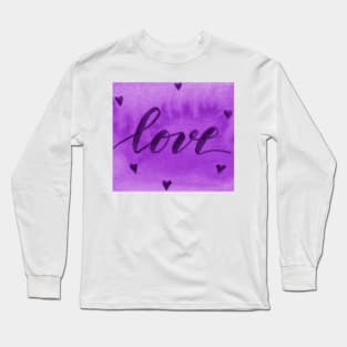 Valentine's Day Watercolor Love – purple Long Sleeve T-Shirt